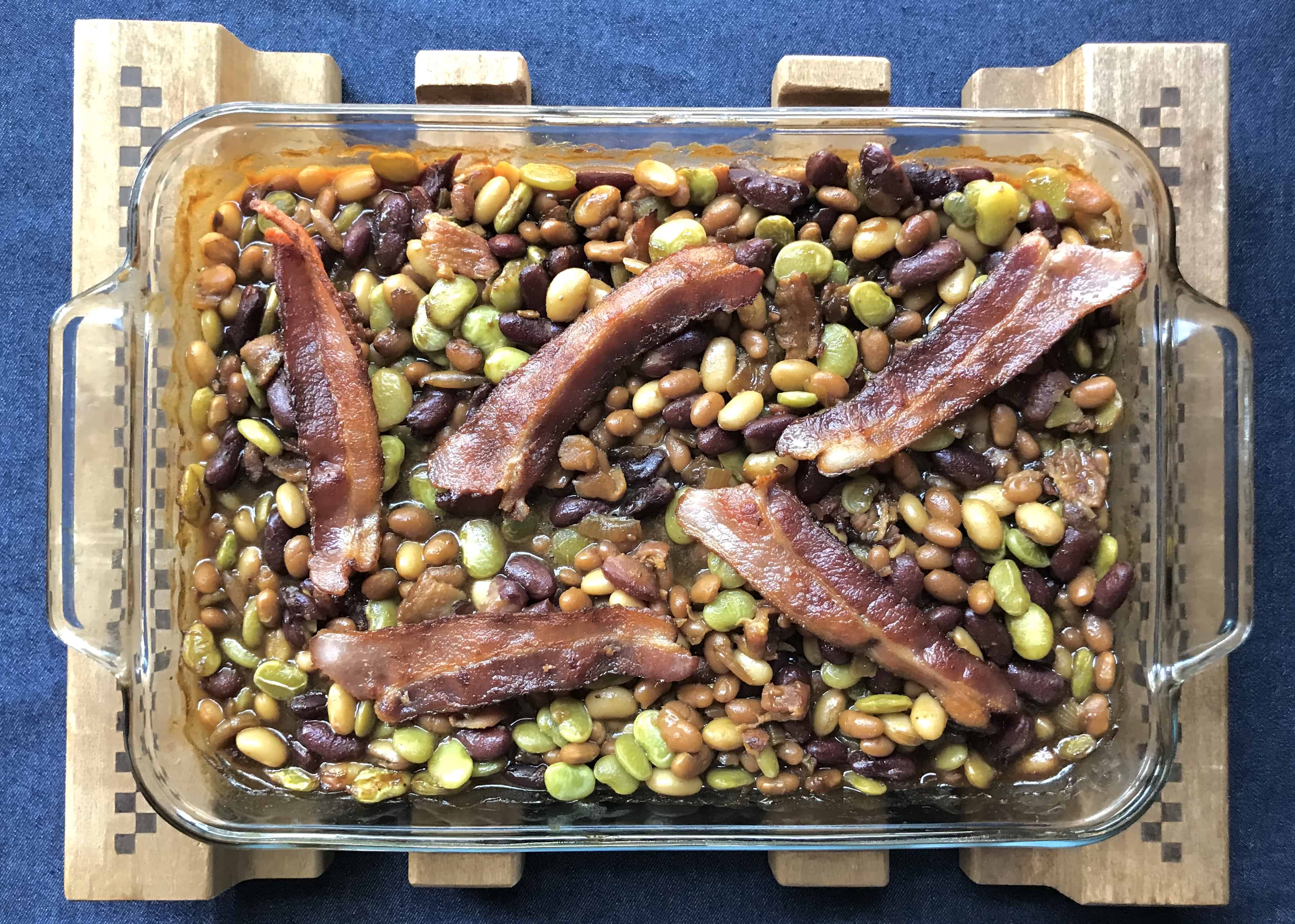 Baked 4Bean Casserole Picnic Life Foodie recipe bacon